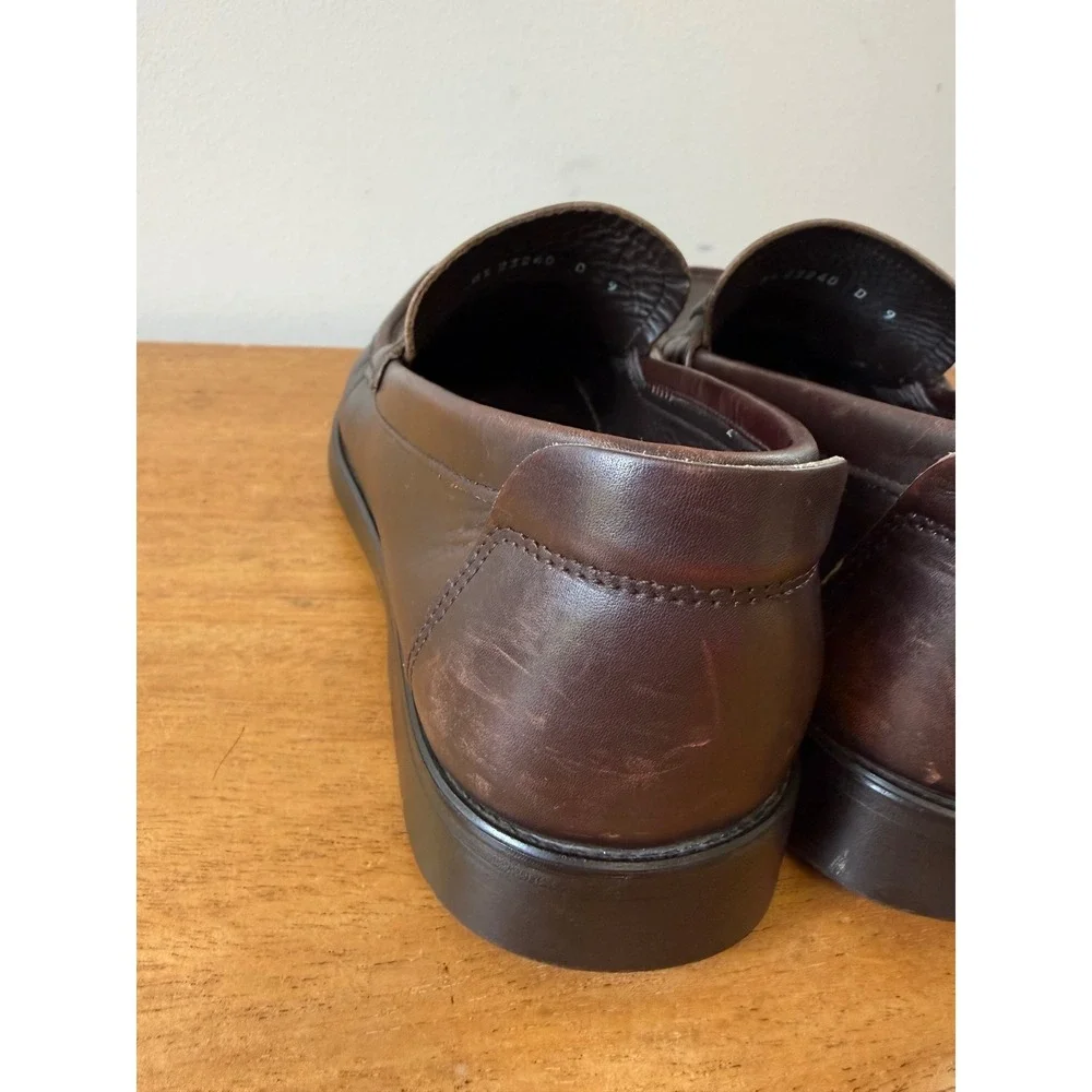 Ferragamo Moccasin Gancini Bit Men's 9 D Calf Leather Brown Loafers Italy